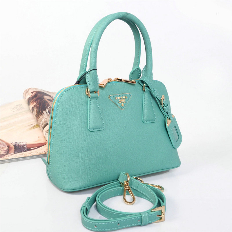 2014 Prada Saffiano Leather mini Two Handle Bag BN0826 lake blue for sale